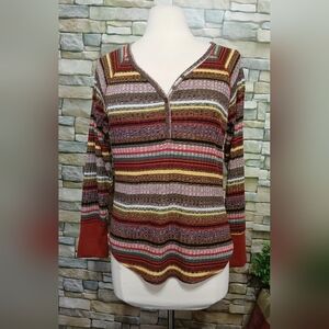 No Boundaries XL(15/17)Multicolor Striped Thermal Top Cottagecore